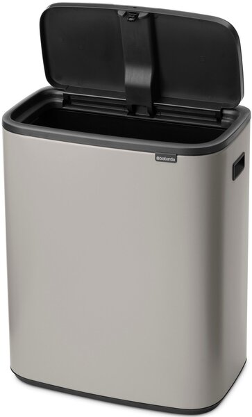 Brabantia Bo Touch Bin nyomófedeles hulladékgyűjtő XXL, padlón álló, műanyag tartály, 60L - M méret, acél, hamvasszürke - 255106