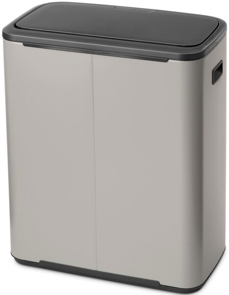 Brabantia Bo Touch Bin nyomófedeles hulladékgyűjtő XXL, padlón álló, műanyag tartály, 60L - M méret, acél, hamvasszürke - 255106