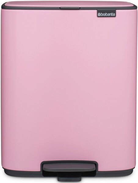 Brabantia Bo Pedal Bin pedálos hulladékgyűjtő szagmentesen záródó Soft-Close fedél, karcsú, négyzetes forma, műanyag tartály, 12L - C méret, acél, rózsaszín-lila - 255380