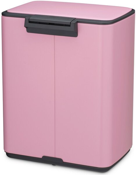 Brabantia Bo Pedal Bin pedálos hulladékgyűjtő szagmentesen záródó Soft-Close fedél, karcsú, négyzetes forma, műanyag tartály, 12L - C méret, acél, rózsaszín-lila - 255380