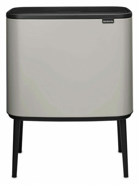Brabantia Bo Touch Bin nyomófedeles szelektív hulladékgyűjtő, magasított, lábakon álló, műanyag tartály, 3x11L - X méret, acél, hamvasszürke - 255021