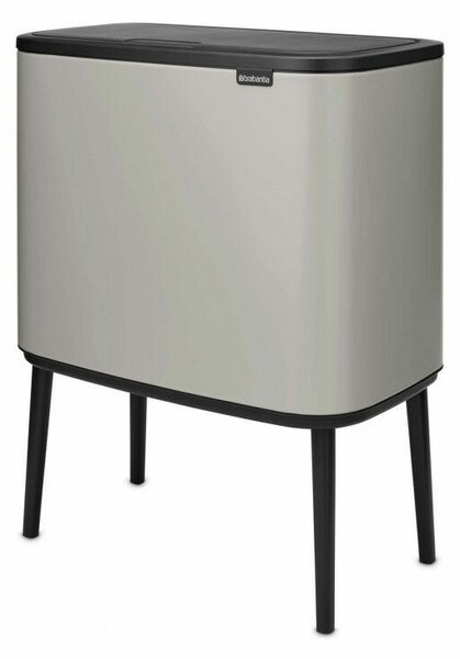 Brabantia Bo Touch Bin nyomófedeles szelektív hulladékgyűjtő, magasított, lábakon álló, műanyag tartály, 3x11L - X méret, acél, hamvasszürke - 255021