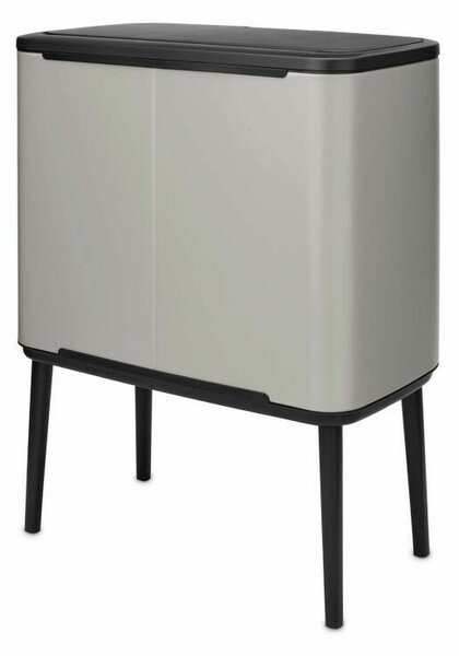 Brabantia Bo Touch Bin nyomófedeles szelektív hulladékgyűjtő, magasított, lábakon álló, műanyag tartály, 3x11L - X méret, acél, hamvasszürke - 255021