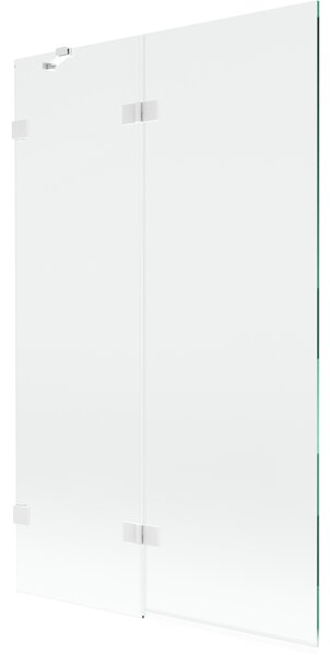 Mexen Lunar, kétszárnyú kádparaván bal oldali 110 x 150 cm, átlátszó üveg, fehér, 897-110-100-20-00-L