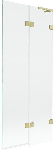Mexen Lunar L, kétszárnyú kádparaván jobb oldali 80 x 150 cm, átlátszó üveg, matt arany, 897L-080-100-55-00-P