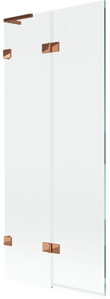 Mexen Lunar L, kétszárnyú kádparaván bal oldali 80 x 150 cm, átlátszó üveg, rozéarany, 897L-080-100-60-00-L