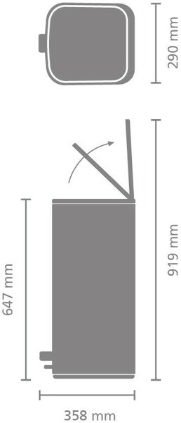 Brabantia Bo Pedal Bin pedálos hulladékgyűjtő szagmentesen záródó Soft-Close fedél, karcsú, négyzetes forma, műanyag tartály, 30L - O méret, acél, rózsaszín-lila - 255403