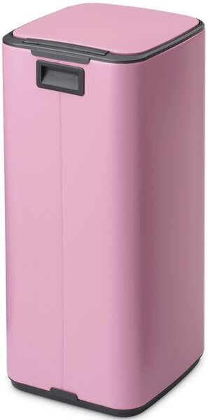 Brabantia Bo Pedal Bin pedálos hulladékgyűjtő szagmentesen záródó Soft-Close fedél, karcsú, négyzetes forma, műanyag tartály, 30L - O méret, acél, rózsaszín-lila - 255403