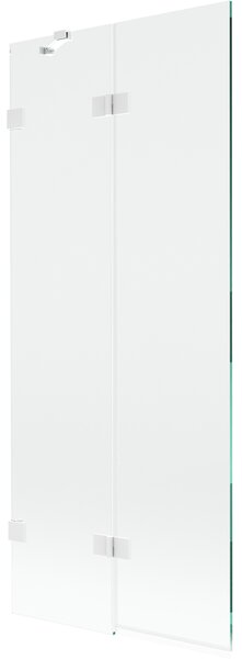Mexen Lunar, kétszárnyú kádparaván bal oldali 80 x 150 cm, átlátszó üveg, fehér, 897-080-100-20-00-L