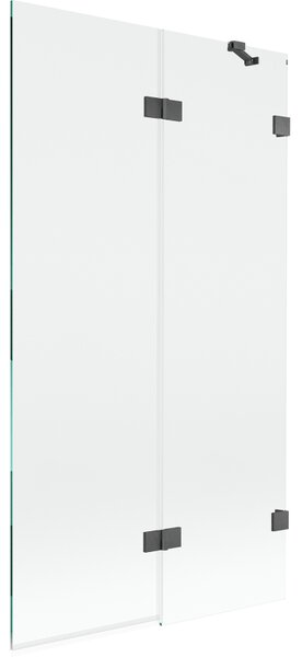 Mexen Lunar, kétszárnyú kádparaván jobb oldali 100 x 150 cm, átlátszó üveg, grafit, 897-100-100-66-00-P
