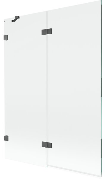 Mexen Lunar, kétszárnyú kádparaván bal oldali 130 x 150 cm, átlátszó üveg, grafit, 897-130-100-66-00-L