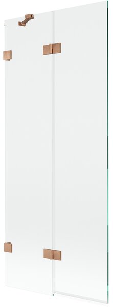 Mexen Lunar, kétszárnyú kádparaván bal oldali 80 x 150 cm, átlátszó üveg, matt réz, 897-080-100-65-00-L