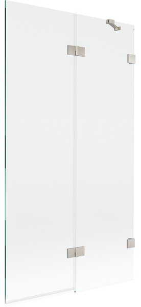 Mexen Lunar, kétszárnyú kádparaván jobb oldali 100 x 150 cm, átlátszó üveg, szálcsiszolt acél, 897-100-100-97-00-P