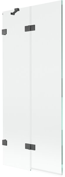 Mexen Lunar, kétszárnyú kádparaván bal oldali 80 x 150 cm, átlátszó üveg, grafit, 897-080-100-66-00-L