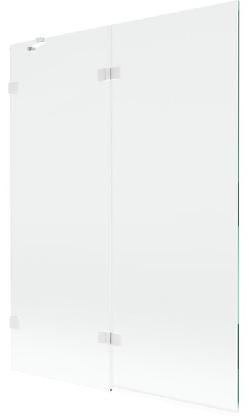 Mexen Lunar, kétszárnyú kádparaván bal oldali 130 x 150 cm, átlátszó üveg, fehér, 897-130-100-20-00-L