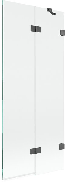 Mexen Lunar, kétszárnyú kádparaván jobb oldali 80 x 150 cm, átlátszó üveg, grafit, 897-080-100-66-00-P