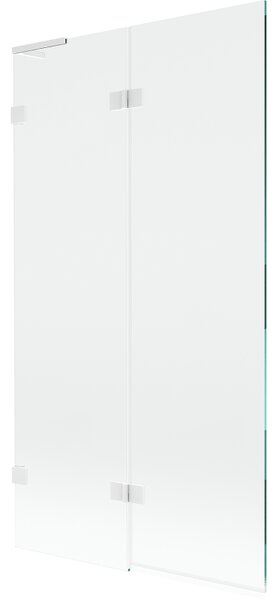Mexen Lunar L, kétszárnyú kádparaván, bal oldali 100 x 150 cm, 8 mm-es átlátszó üveg, fehér profil, 897L-100-100-20-00-L