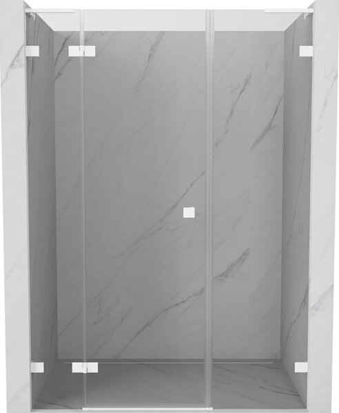 Mexen Lunar L, bal oldali nyíló zuhanyajtó 120 cm, 8 mm-es átlátszó üveg, fehér profil, 834SL-120-050-20-00-L