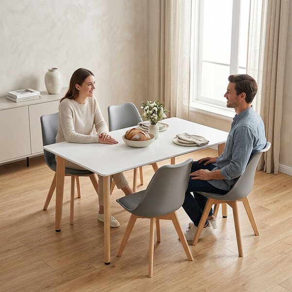 Leziter Silla 120 4+1 étkező garnitúra fehér-szürke