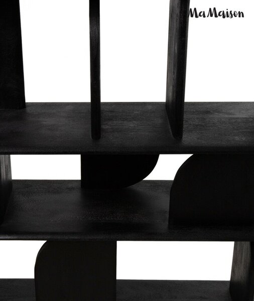 MaMaison NIVO 170 regál mangófa fekete ívelt polcokkal