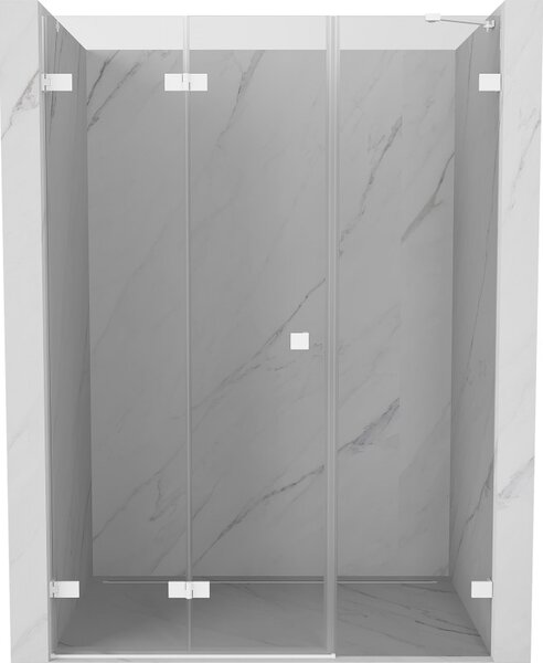Mexen Lunar-F, harmonikaajtó bal oldali zuhanyhoz 110 cm, 8 mm-es átlátszó üveg, fehér profil, 836S-110-050-20-00-L