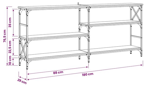 VidaXL Konzolasztal Antik Fa 180 x 29 x 76,5 cm fém PB