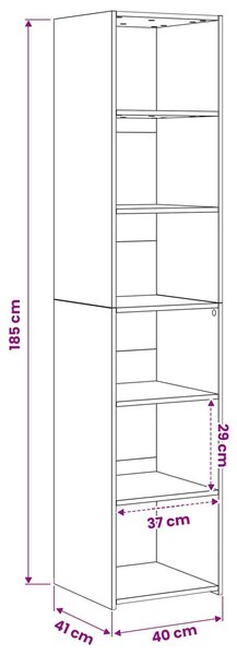 VidaXL Széf Antik Fa 40 x 41 x 185 cm Szerelt Fa
