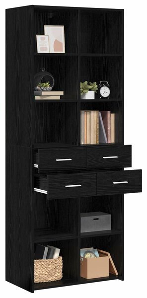 VidaXL Könyvszekrény Fekete tölgy 30 x 42.4 x 185.2 cm