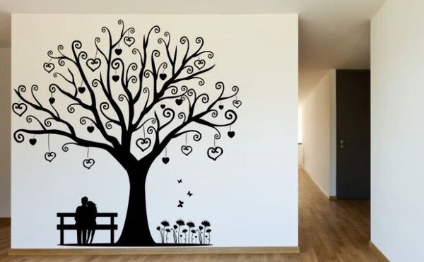 Beltéri falmatrica egy szerelmespár motívumával a szerelem fája alatt 100 x 100 cm