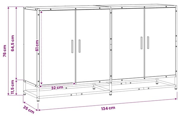 VidaXL Széf Antik Fa 134 x 35 x 76 cm Szerelt Fa