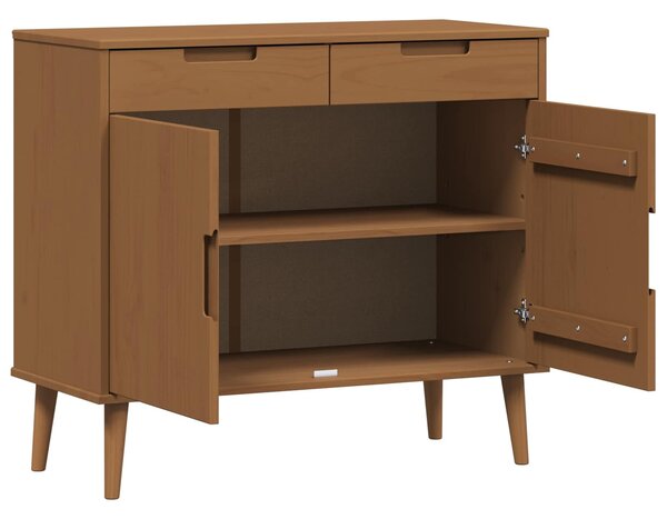 VidaXL Széf MOLDE Karamell 90 x 40 x 80 cm Tömör fenyőfa és szerelt fa
