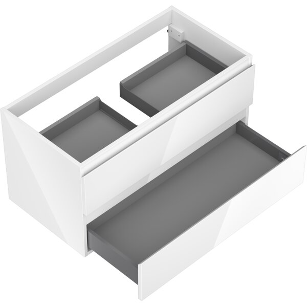 Mexen Orio, fürdőszobaszekrény 90 cm, 2 fiókkal, fényes fehér, 91A10-09047-2-BFF00