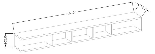 COLORADO polc elválasztókkal 169 cm, antracit
