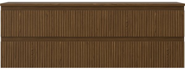 Mexen Rivel, fürdőszobaszekrény mosdó alá 140 cm, felsőrésszel, 2 fiókkal, rovátkolt, diófa, 91A20-14047-2-BFFC86
