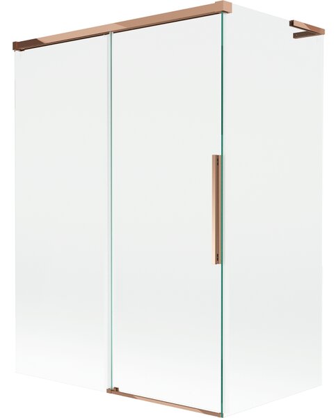 Mexen Rox, L tolóajtós, kétszárnyú kádparaván 120 + 70 x 150 cm, 8 mm-es átlátszó üveg, rozéarany profil, 8C9L-120-070-60-00