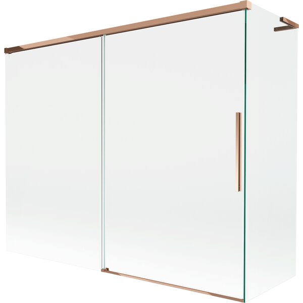 Mexen Rox, L kétszárnyú tolóajtós kádparaván 190 + 80 x 150 cm, 8 mm-es átlátszó üveg, rozéarany profil, 8C9L-190-080-60-00