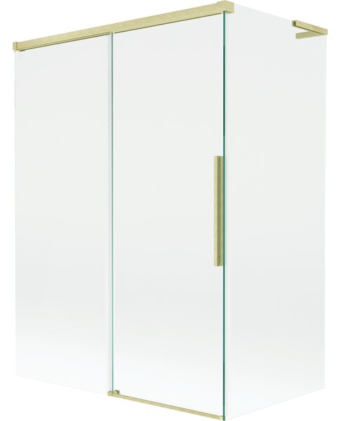 Mexen Rox, L tolóajtós, kétszárnyú kádparaván 120 + 70 x 150 cm, 8 mm-es átlátszó üveg, matt arany profil, 8C9L-120-070-55-00