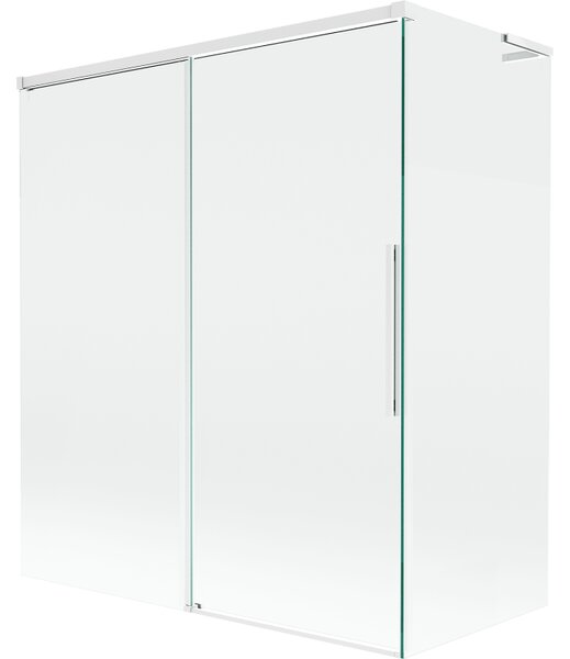 Mexen Rox, L tolóajtós, kétszárnyú kádparaván 140 + 70 x 150 cm, 8 mm-es átlátszó üveg, fehér profil, 8C9L-140-070-20-00