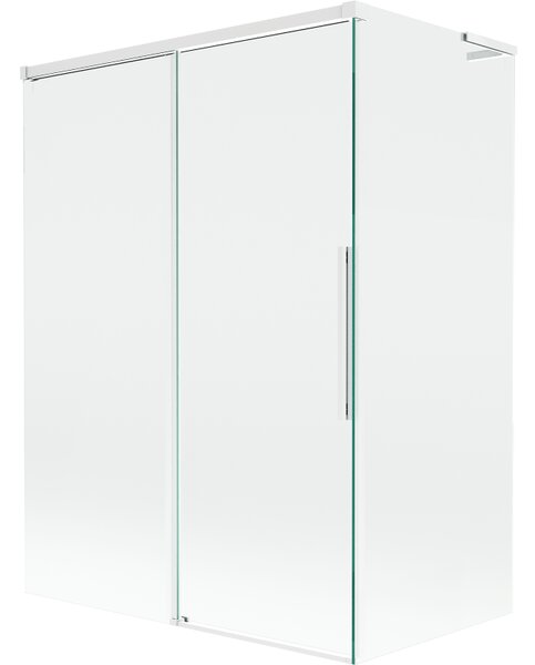 Mexen Rox, L tolóajtós, kétszárnyú kádparaván 120 + 70 x 150 cm, 8 mm-es átlátszó üveg, fehér profil, 8C9L-120-070-20-00