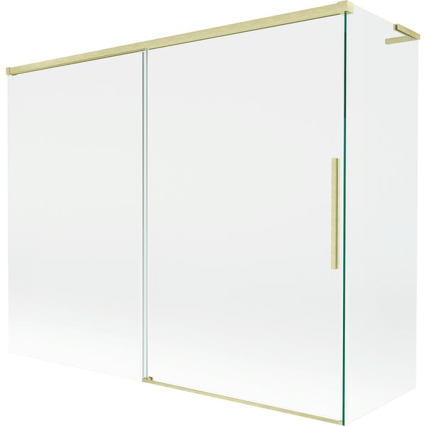 Mexen Rox, L tolóajtós, kétszárnyú kádparaván 190 + 80 x 150 cm, 8 mm-es átlátszó üveg, matt arany profil, 8C9L-190-080-55-00