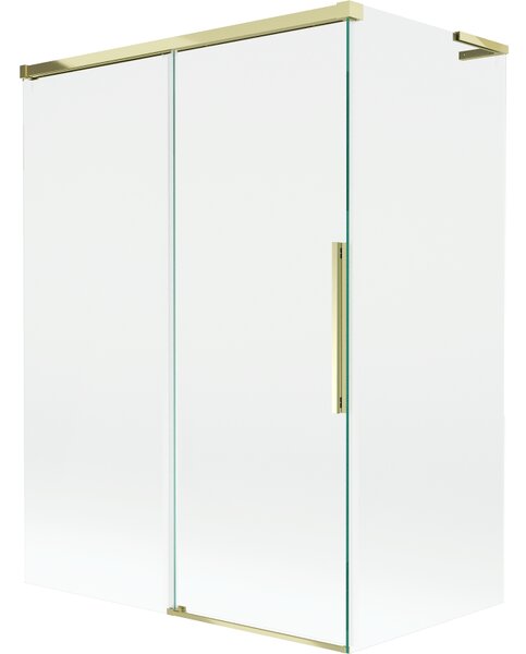 Mexen Rox, L tolóajtós, kétszárnyú kádparaván 120 + 70 x 150 cm, 8 mm-es átlátszó üveg, aranyfényű profil, 8C9L-120-070-50-00