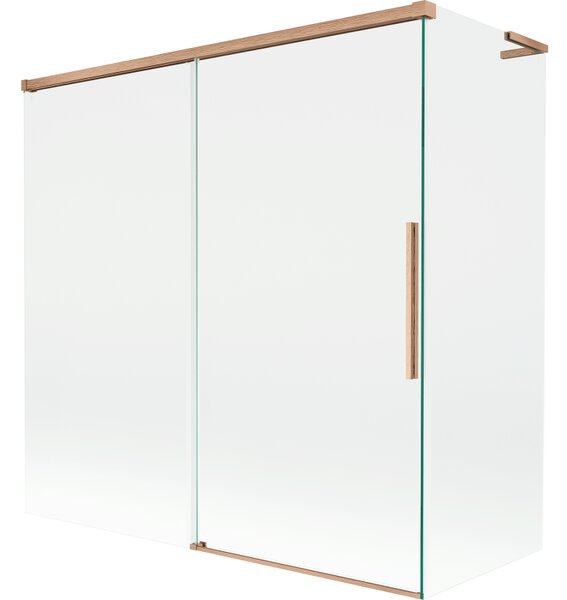 Mexen Rox, L tolóajtós, kétszárnyú kádparaván 160 + 70 x 150 cm, 8 mm-es átlátszó üveg, matt réz profil, 8C9L-160-070-65-00