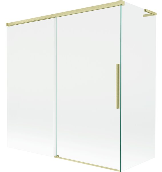 Mexen Rox, L tolóajtós, kétszárnyú kádparaván 160 + 70 x 150 cm, 8 mm-es átlátszó üveg, matt arany profil, 8C9L-160-070-55-00
