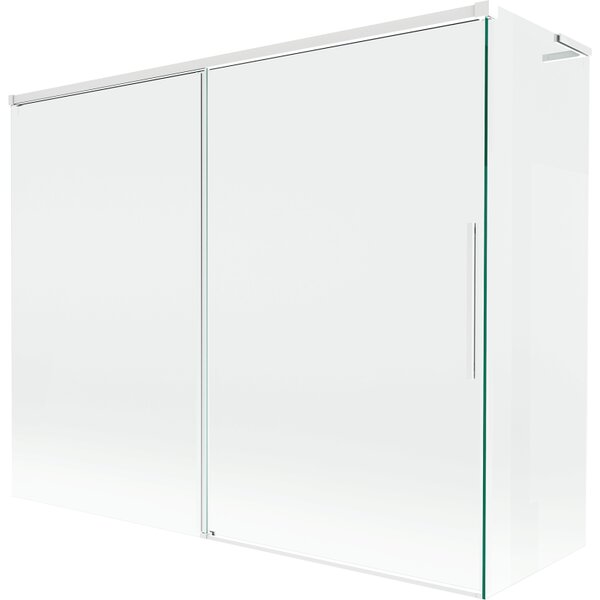 Mexen Rox, L tolóajtós, kétszárnyú kádparaván 190 + 90 x 150 cm, 8 mm-es átlátszó üveg, fehér profil, 8C9L-190-090-20-00