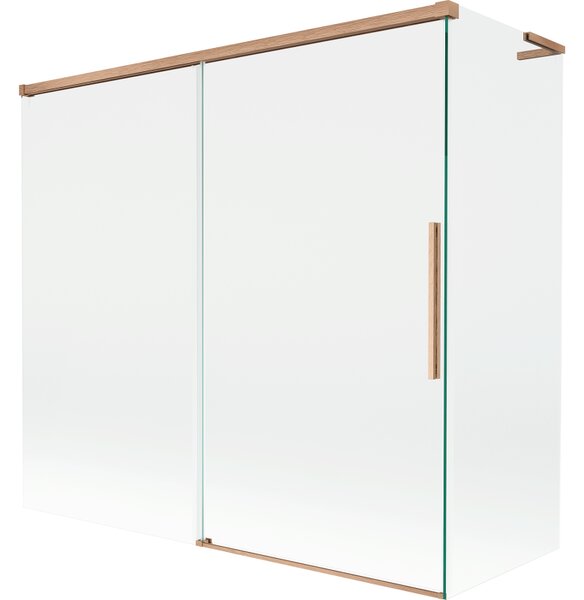 Mexen Rox, L tolóajtós, kétszárnyú kádparaván 170 + 75 x 150 cm, 8 mm-es átlátszó üveg, matt réz profil, 8C9L-170-075-65-00
