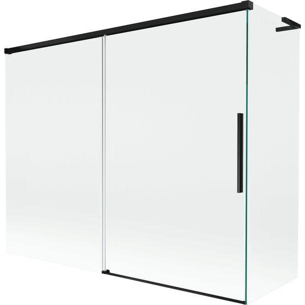 Mexen Rox, L tolóajtós, kétszárnyú kádparaván 190 + 80 x 150 cm, 8 mm-es átlátszó üveg, matt fekete profil, 8C9L-190-080-70-00