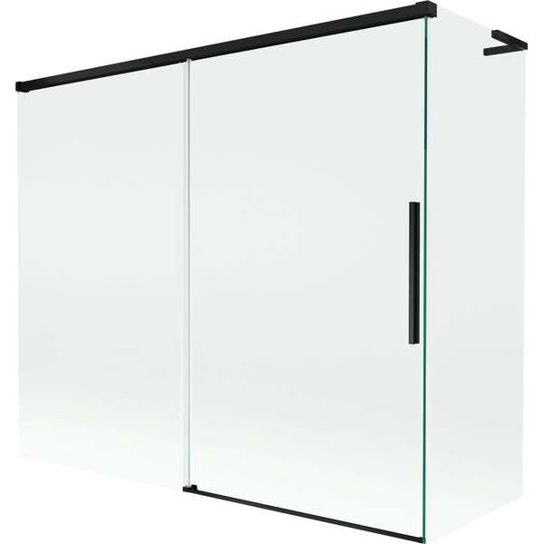 Mexen Rox, L tolóajtós, kétszárnyú kádparaván 180 + 80 x 150 cm, 8 mm-es átlátszó üveg, matt fekete profil, 8C9L-180-080-70-00