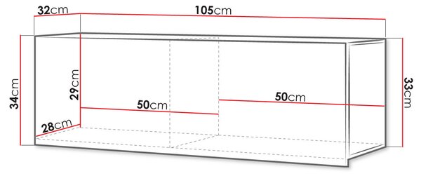 CHEMUNG 4 függő polc ajtókkal - fekete / fényes fekete