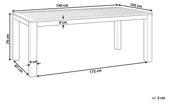 Kerti asztal MONSANO 190 cm 105 cm Eukaliptusz fa Barna