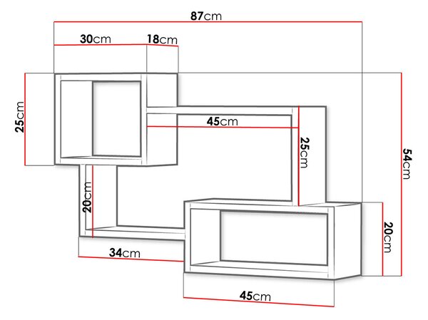 HARKEN 5 függőpolc - sonoma tölgy / fehér